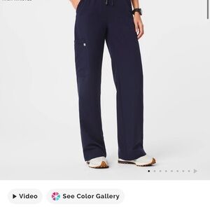 Figs Women's Navy, Highwaisted Wide Leg Pants isabel